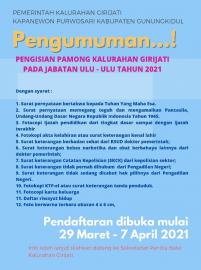 INFORMASI PENGISIAN ULU ULU KALURAHAN GIRIJATI